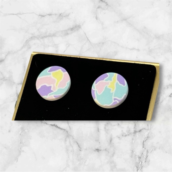Pastel Abstract Stud Earrings - Picture 1 of 4